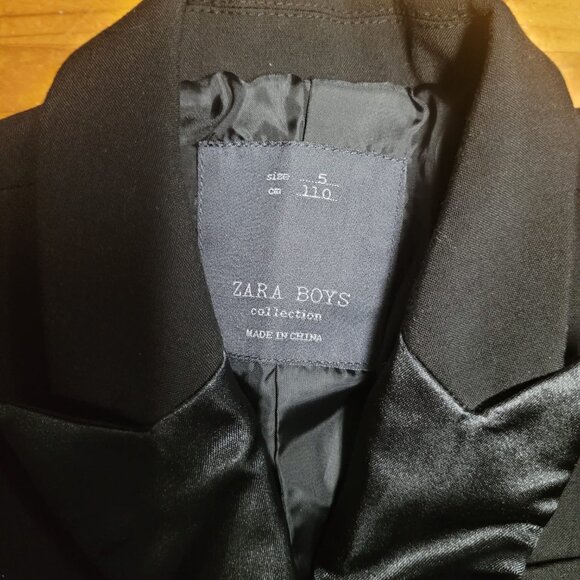 Zara Boys Black Blazer Jacket with shiny collar Size 5 - Picture 6 of 9